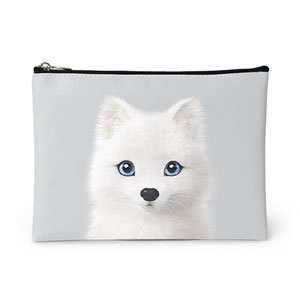 Polly the Arctic Fox Leather Pouch (Flat)