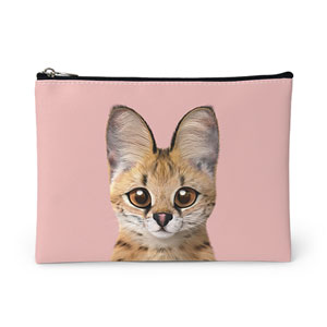 Scarlet the Serval Leather Pouch (Flat)