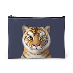 Tigris the Siberian Tiger Leather Pouch (Flat)
