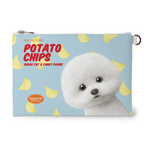 Dongle the Bichon&#039;s Potato Chips New Patterns Leather Flat Pouch