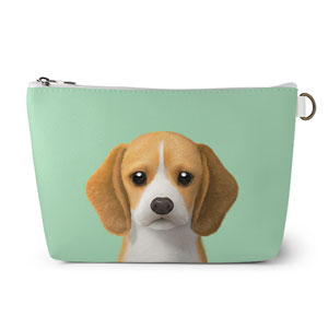 Bagel the Beagle Leather Pouch (Triangle)