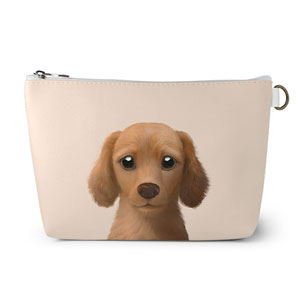Baguette the Dachshund Leather Pouch (Triangle)