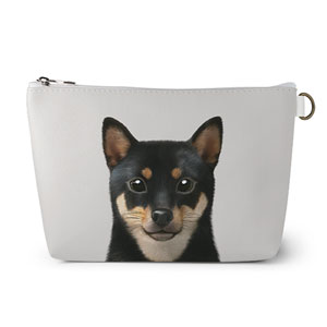 Bate the Shiba Leather Pouch (Triangle)