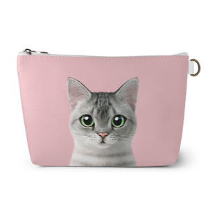 Cookie the American Shorthair Leather Pouch (Triangle)