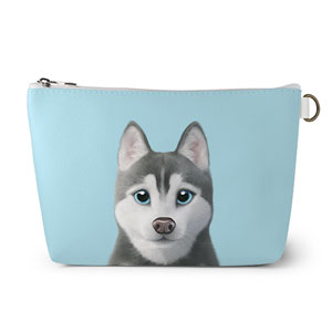 Howl the Siberian Husky Leather Pouch (Triangle)