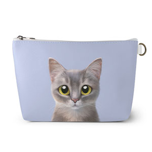 Leo the Abyssinian Blue Cat Leather Triangle Pouch