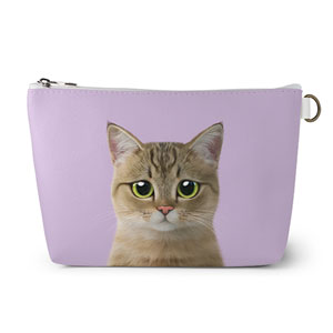 Lulu the Tabby cat Leather Pouch (Triangle)