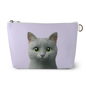 Nami the Russian Blue Leather Pouch (Triangle)