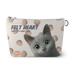 Tam’s Felt Heart New Patterns Leather Pouch (Triangle)