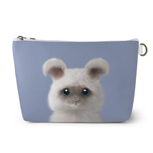 Fluffy the Angora Rabbit Leather Pouch (Triangle)