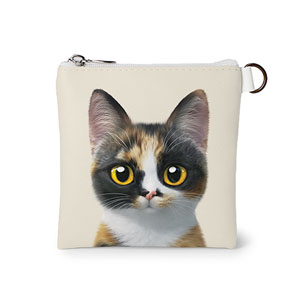 Mayo the Tricolor cat Mini Flat Pouch