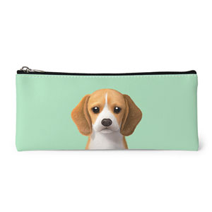 Bagel the Beagle Leather Pencilcase (Flat)