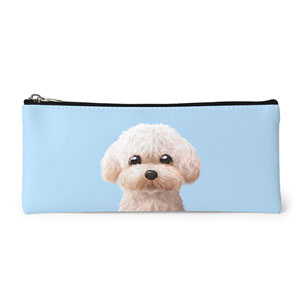 Maya the Poodle Leather Pencilcase (Flat)