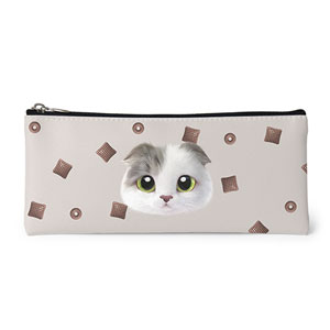Duna’s Choco Cereal Face Leather Pencilcase (Flat)