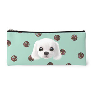 Livee’s Mirrorball Choco Face Leather Pencilcase (Flat)
