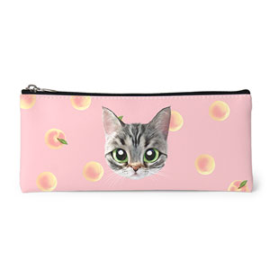 Momo the American shorthair cat’s Peach Face Leather Pencilcase (Flat)