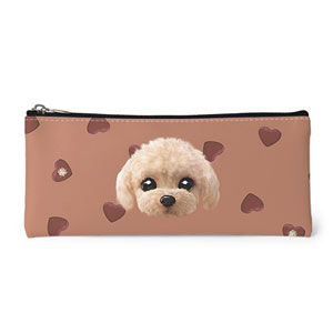 Renata the Poodle’s Heart Chocolate Face Leather Pencilcase