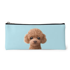 Ruffy the Poodle Leather Pencilcase (Flat)