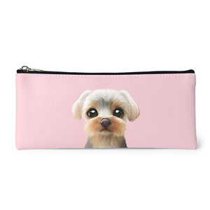 Sarang the Yorkshire Terrier Leather Pencilcase (Flat)