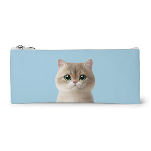 Christmas the British Shorthair Leather Flat Pencilcase