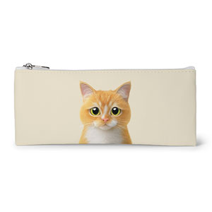 Curry Leather Flat Pencilcase