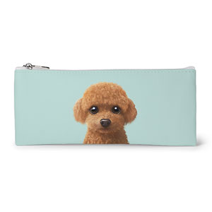 Hodoo the Poodle Leather Flat Pencilcase