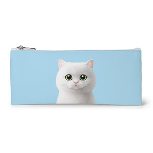 May the British Shorthair Leather Flat Pencilcase