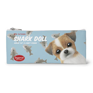 Peace the Shih Tzu’s Shark Doll New Patterns Leather Flat Pencilcase