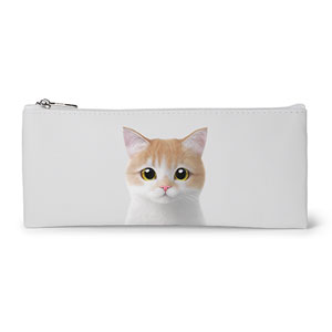 Yuja the British Shorthair Leather Flat Pencilcase