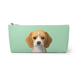 Bagel the Beagle Leather Triangle Pencilcase