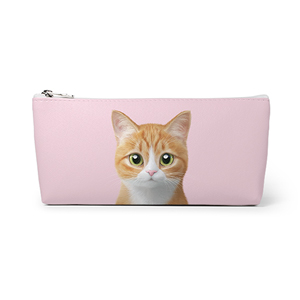 Hobak the Cheese Tabby Leather Pencilcase (Triangle)