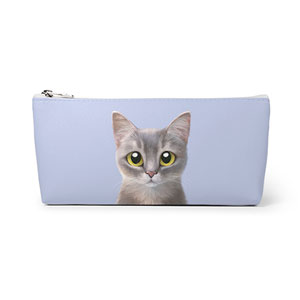 Leo the Abyssinian Blue Cat Leather Pencilcase (Triangle)