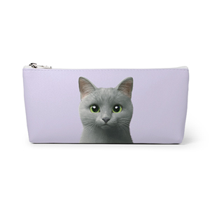 Nami the Russian Blue Leather Pencilcase (Triangle)