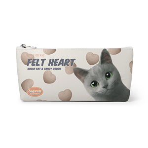 Tam’s Felt Heart New Patterns Leather Pencilcase (Triangle)