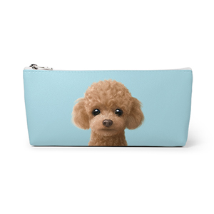 Ruffy the Poodle Leather Pencilcase (Triangle)