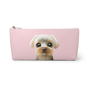 Sarang the Yorkshire Terrier Leather Pencilcase (Triangle)