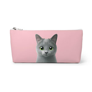 Sarang the Russian Blue Leather Pencilcase (Triangle)