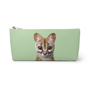 Musk the Genet Cat Leather Pencilcase (Triangle)