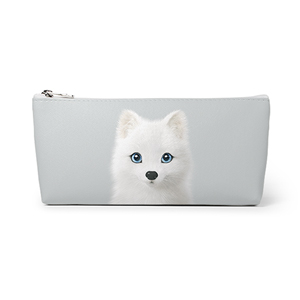 Polly the Arctic Fox Leather Pencilcase (Triangle)