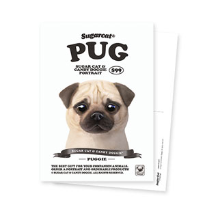 Puggie the Pug Dog New Retro Postcard