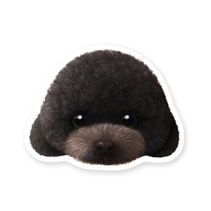 Choco the Black Poodle Face Deco Sticker