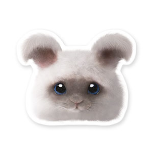 Fluffy the Angora Rabbit Face Deco Sticker