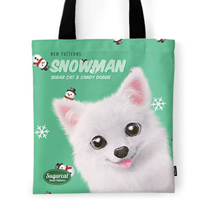 Dubu the Spitz’s Snowman New Patterns Tote Bag
