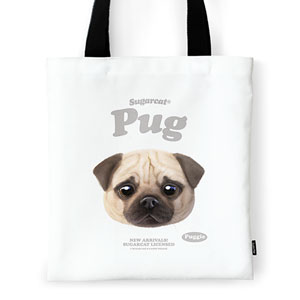 Puggie the Pug Dog TypeFace Tote Bag