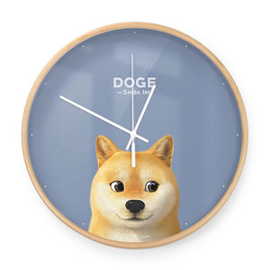 Doge the Shiba Inu Birch Wall Clock