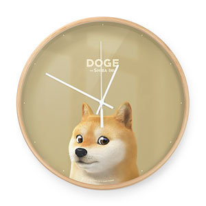 Doge the Shiba Inu (GOLD ver.) Birch Wall Clock