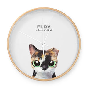 Fury the Stray cat Birch Wall Clock