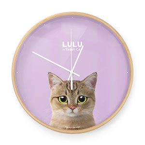 Lulu the Tabby cat Birch Wall Clock