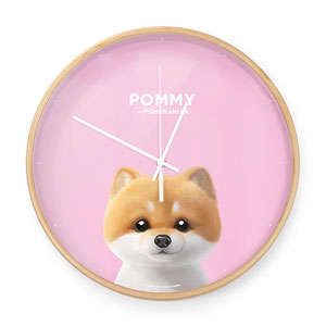 Pommy the Pomeranian Birch Wall Clock
