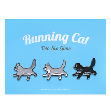 Running Cat Metal Badge 3 Set